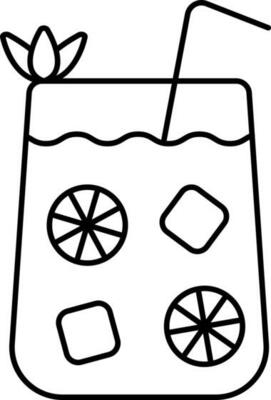 Magarita Drink Glass Black Line Art Icon.