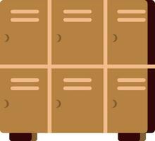 almirah armario plano icono en marrón color. vector