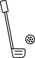 Golf Stick With Ball Thin Line Art Icon. vector