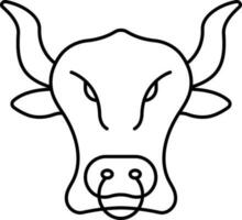 Nose Ring Wearing Bull Face Black Stroke Icon. vector