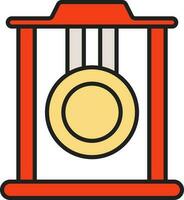 Flat Style Gong Icon In Red And Yellow Color. vector