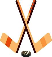 Hockey Puck With Cross Stick Colorful Icon. vector