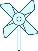 Flat Style Pinwheel Icon In Turquoise And White Color. vector