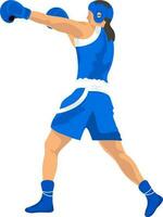 Character Of Female Boxer Player In Playing Pose On White Background. vector