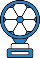 azul y blanco fútbol trofeo icono en plano estilo. vector