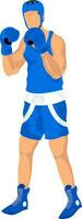 sin rostro masculino Boxer jugador en pie en blanco antecedentes. vector