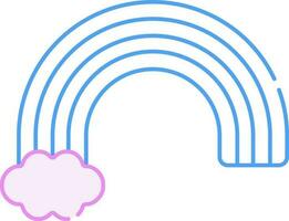 Rainbow Wave With Cloud Blue And Pink Stroke Icon. vector