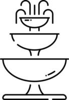 Three Layer Water Fountain Black Line Art Icon. vector