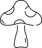 Isolated Mushroom Icon In Black Outline. vector
