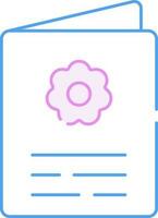 Floral Card Pink And Blue Thin Line Art Icon. vector