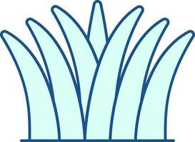 Flat Style Grass Plants Icon In Turquoise Color. vector