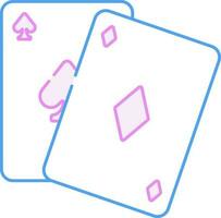 pala y diamante jugando tarjetas azul y rosado contorno icono. vector