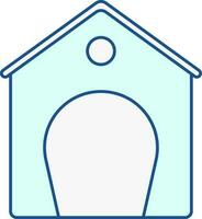 Turquoise Home Icon In Flat Style. vector