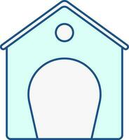 Turquoise Home Icon In Flat Style. vector