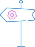 Flower Symbol Arrow Direction Board Blue And Pink Stroke Icon. vector