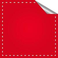 Empty Curl Square Sticker Or Label Element In Red Color. vector