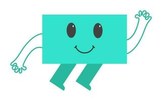 Turquoise Sticker Of Flying Rectangle Shape Cartoon Over Grey Background. vector