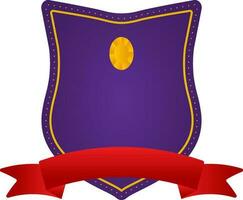 Blank Diamond Shield Badge With Ribbon In Purple And Red Color. vector