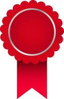 Paper Badge Element In Red And Silver Color. vector