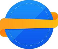 Empty Round Tag Or Label With Ribbon In Blue And Chrome Yellow Color. vector