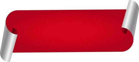 Red Empty Curl Paper Tag Or Banner On White Background. vector