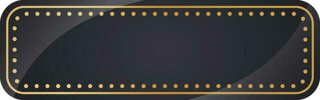 Empty Rectangle Frame In Black And Golden Color. vector