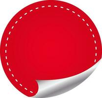 Red Empty Round Curl Label Or Tag On White Background. vector