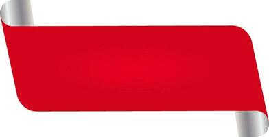 Empty Curl Paper Tag Or Banner In Red And Silver Color. vector
