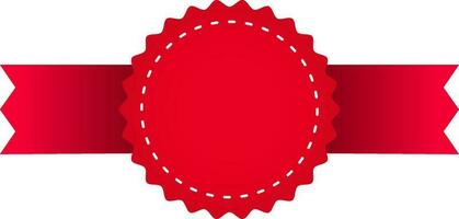 Empty Badge Ribbon Element In Red Color. vector