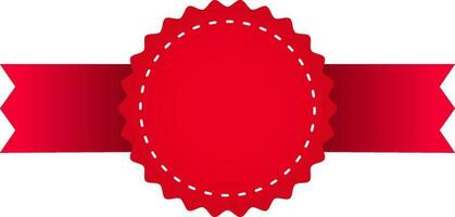 Empty Badge Ribbon Element In Red Color. vector