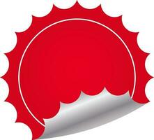 Empty Curl Round Label Or Tag Element In Red And Silver Color. vector