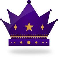 Isolated Crown Element In Purple And Golden Color. vector