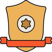 Star Shield With Blank Ribbon Icon In Orange Color. vector