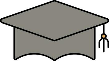 Grey Graduation Cap Icon In Flat Style. vector