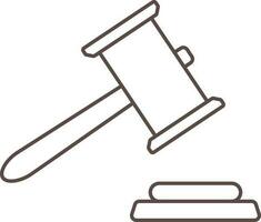 Gavel And Sound Block Outline Icon. vector