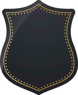 Black Blank Shield Label, Frame Element On White Background.