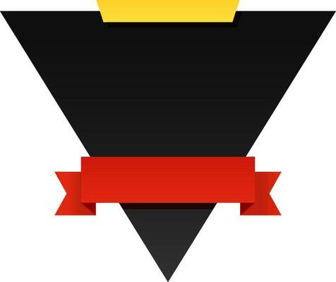 Blank Red Ribbon With Black Triangle Shape In Paper Style..