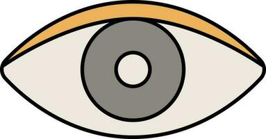 Flat Style Eye Grey And Yellow Icon. vector