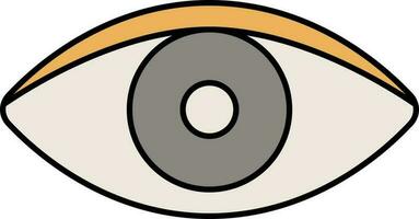 Flat Style Eye Grey And Yellow Icon. vector