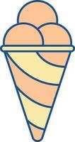 Orange Flat Style Scoop Ice Cone Flat Icon. vector