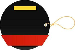 Isolated Black Circle Tag In Black And Red Color. vector