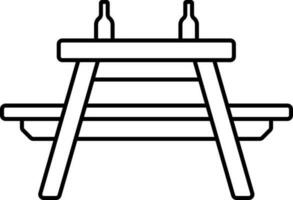 Two Alcoholic Bottle On Table Black Linear Icon. vector