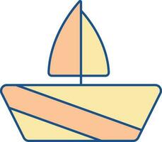 Flat Illustration Of Sail Boat Orange And Yellow Icon. vector