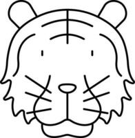 Black Line Art Illustration Of Tiger Face Icon. vector