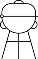 Isolated Kettle Grill Icon In Thin Line Art. vector