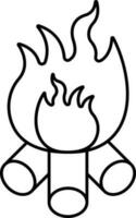 Bonfire Icon Or Symbol In Linear Style. vector
