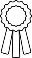 Isolated Badge Ribbon Icon In Black Thin Line Art. vector