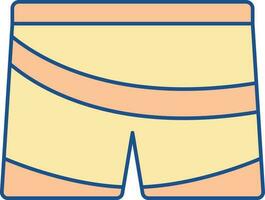 Strip Design Shorts Icon In Yellow And Orange Color. vector