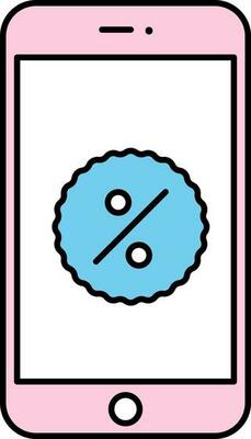 Discount Message In Smartphone Screen Blue And Pink Icon.