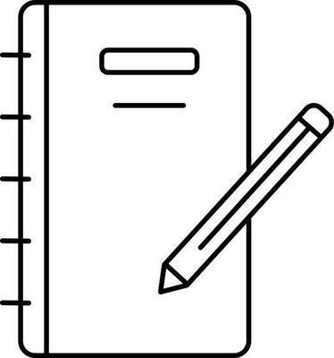 Illustration Of Book With Icon In Line Art.